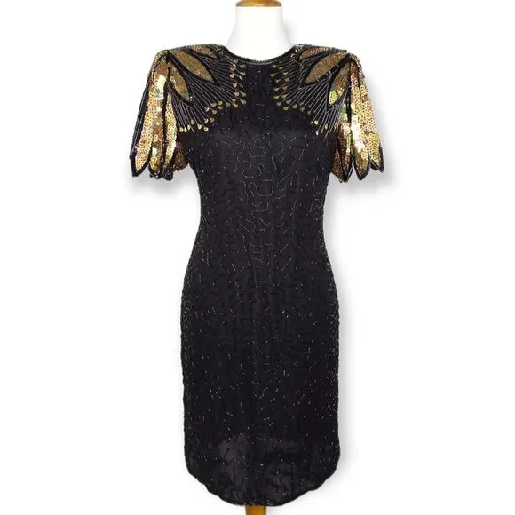 Laurence Kazar | Dresses | Vintage Laurence Kazar 0 Silk Sequin Beaded Dress Size Large Black Gold Glam | Poshmark Laurence Kazar | Dresses | Vintage Laurence Kazar 0 Silk Sequin Beaded Dress Size Large Black Gold Glam | Poshmark